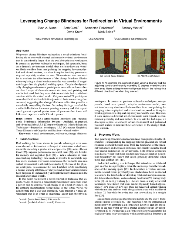 (PDF) Leveraging change blindness for redirection in virtual environments