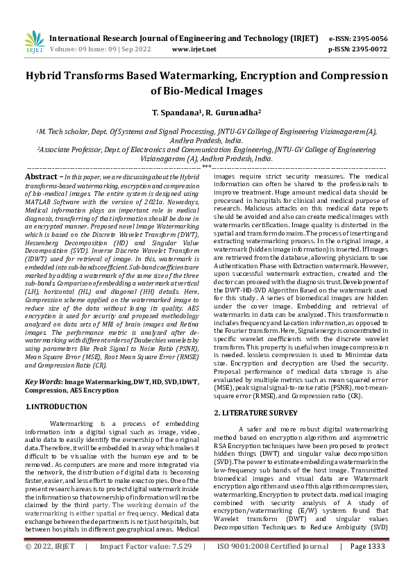 (PDF) Hybrid Transforms Based Watermarking, Encryption and Compression ...