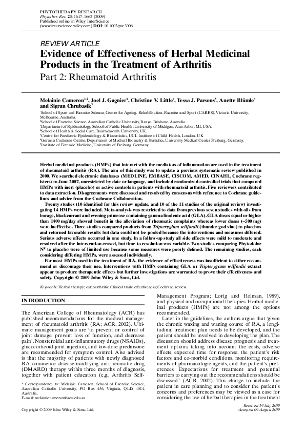 (PDF) Evidence of effectiveness of herbal medicinal products in the