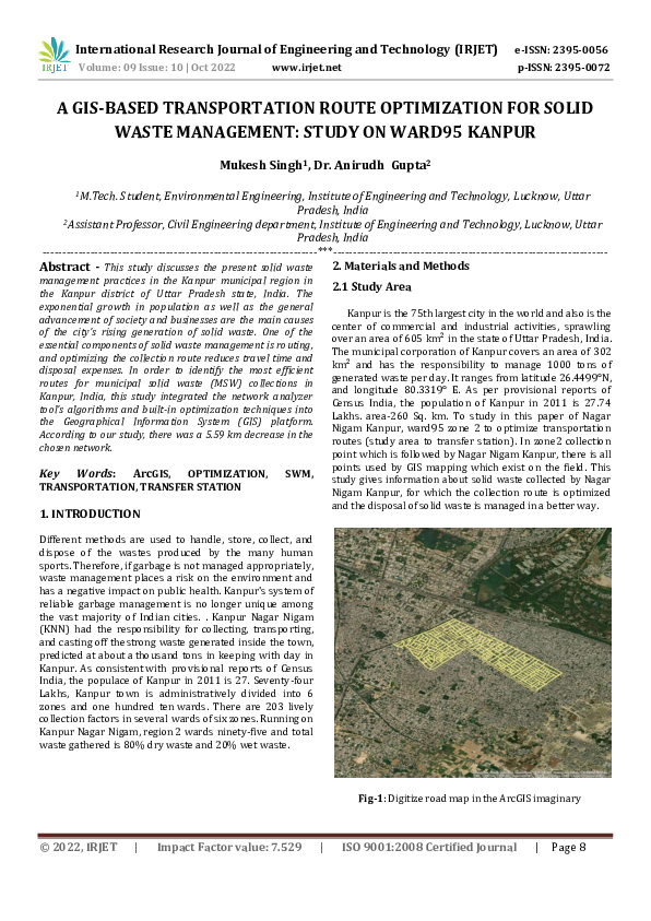 (PDF) A GIS-BASED TRANSPORTATION ROUTE OPTIMIZATION FOR SOLID WASTE ...