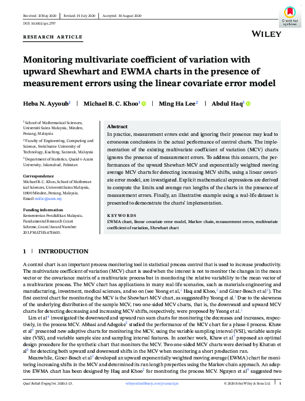 (PDF) Monitoring multivariate coefficient of variation for high ...