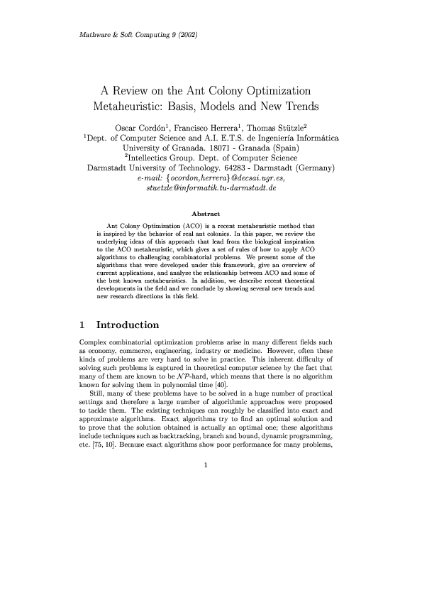 (PDF) A review on the ant colony optimization metaheuristic: basis ...