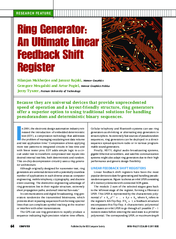 (PDF) Ring Generator: An Ultimate Linear Feedback Shift Register