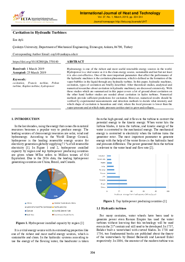 (PDF) Cavitation in Hydraulic Turbines