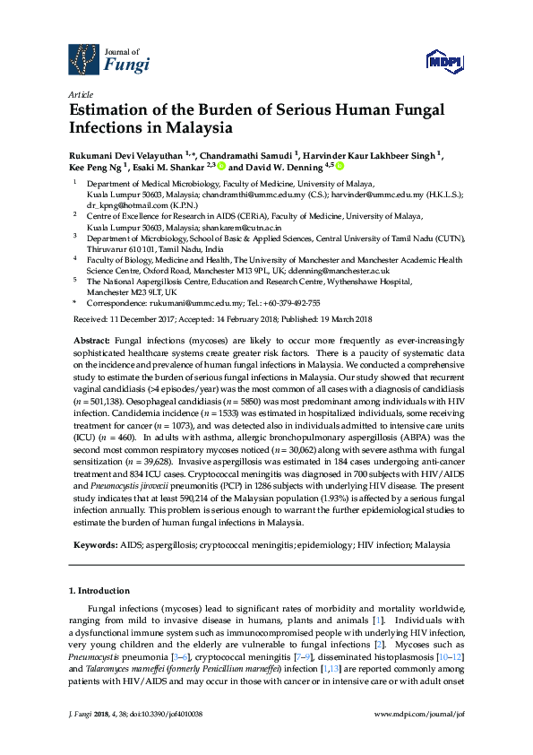 (PDF) Estimation of the Burden of Serious Human Fungal Infections in ...