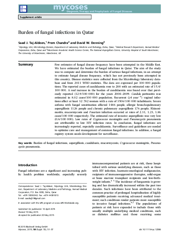 (PDF) Burden of fungal infections in Qatar