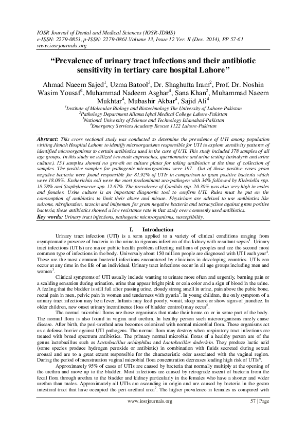 (PDF) Prevalence of urinary tract infections and their antibiotic ...