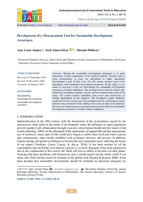 (PDF) Development of a Measurement Tool for Sustainable Development ...