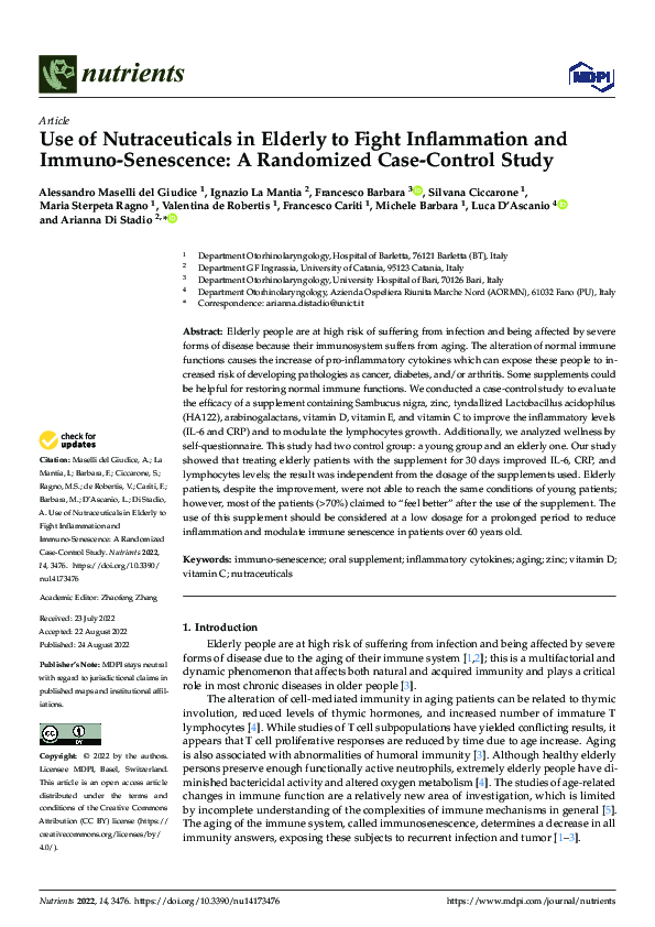 (PDF) Use of Nutraceuticals in Elderly to Fight Inflammation and Immuno ...