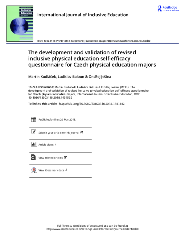 (PDF) The development and validation of revised inclusive physical ...