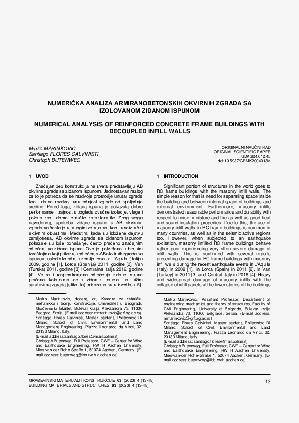 (PDF) Numerical analysis of reinforced concrete frame buildings with ...