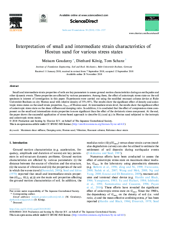 (PDF) Interpretation of small and intermediate strain characteristics ...