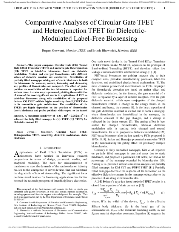 (PDF) Comparative Analyses of Circular Gate TFET and Heterojunction ...