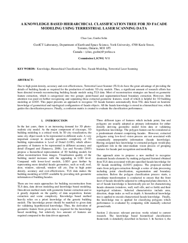 (PDF) A knowledge based hierarchical classification tree for 3d facade ...