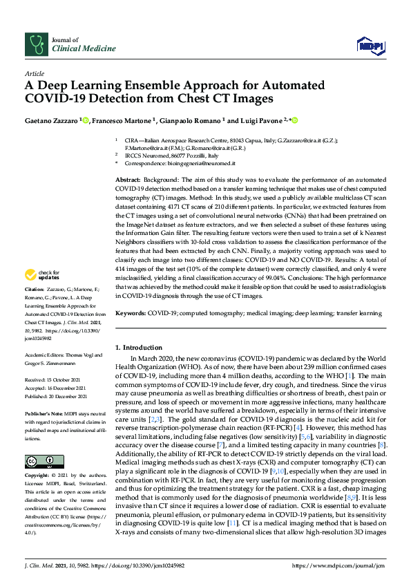 (PDF) A Deep Learning Ensemble Approach for Automated COVID-19 ...