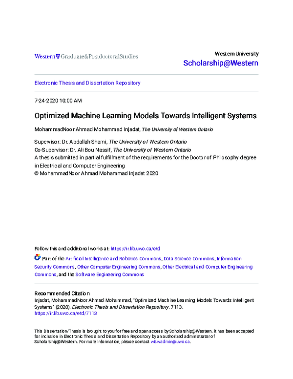 (PDF) Optimized Machine Learning Models Towards Intelligent Systems