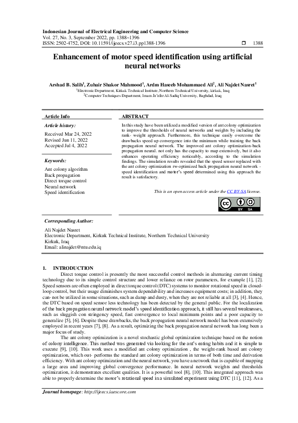(PDF) Enhancement of motor speed identification using artificial neural ...