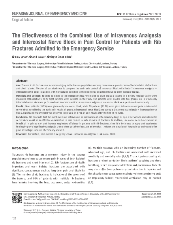 (PDF) The Effectiveness of the Combined Use of Intravenous Analgesia ...