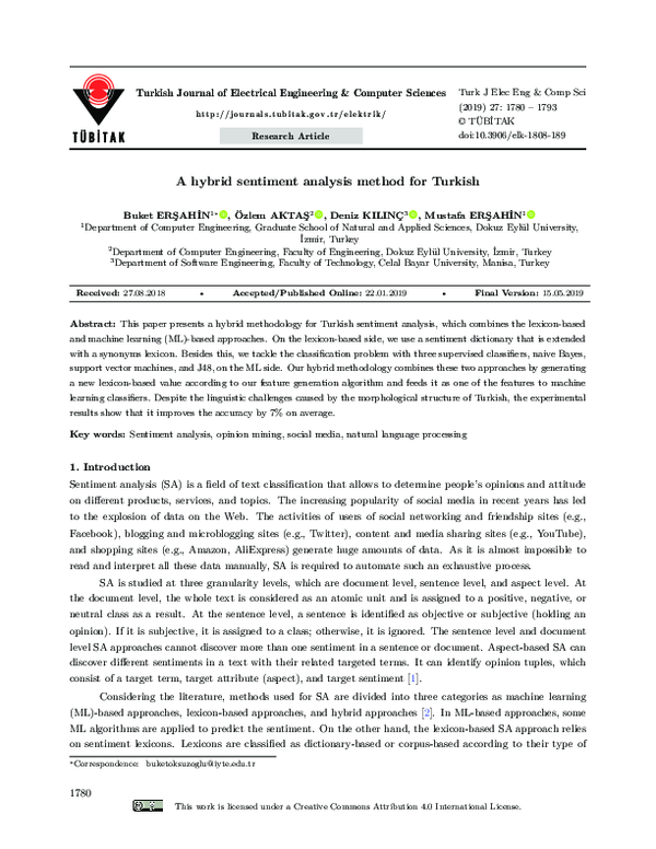 (PDF) A hybrid sentiment analysis method for Turkish