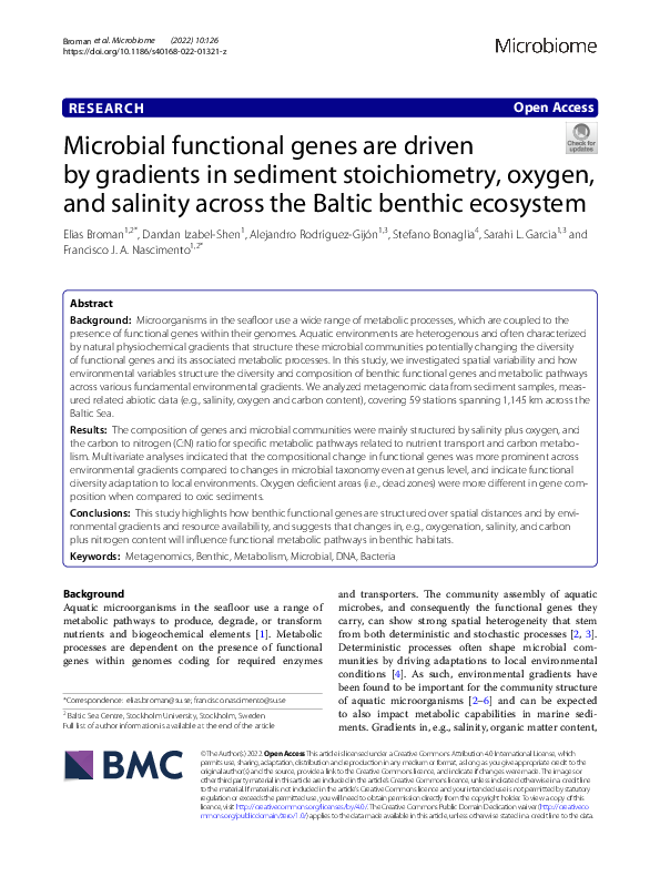 (PDF) Microbial functional genes are driven by gradients in sediment ...