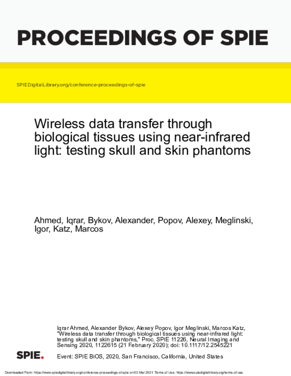 (PDF) Wireless data transfer through biological tissues using near ...