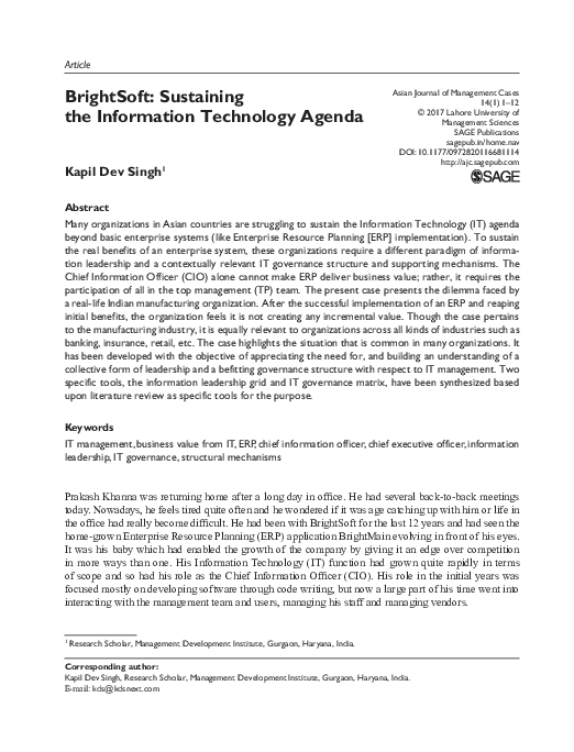 (PDF) BrightSoft: Sustaining the Information Technology Agenda