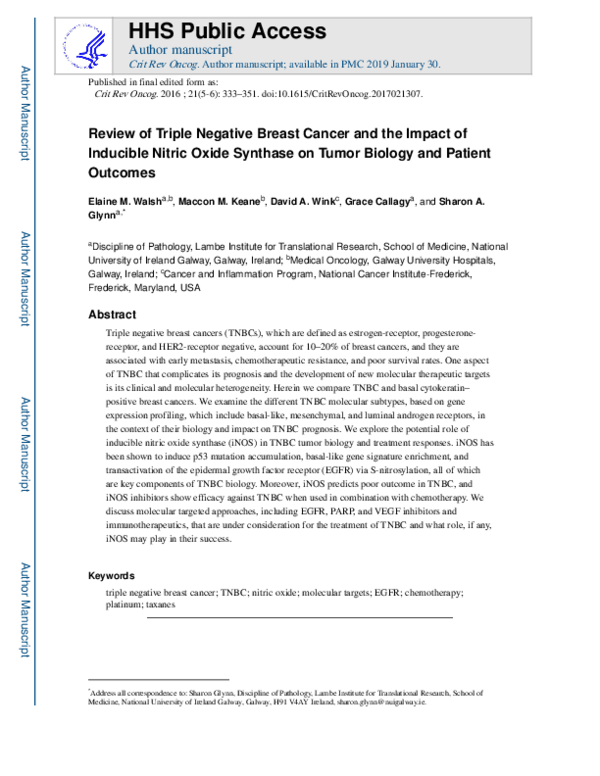 (PDF) Review of Triple Negative Breast Cancer and the Impact of ...