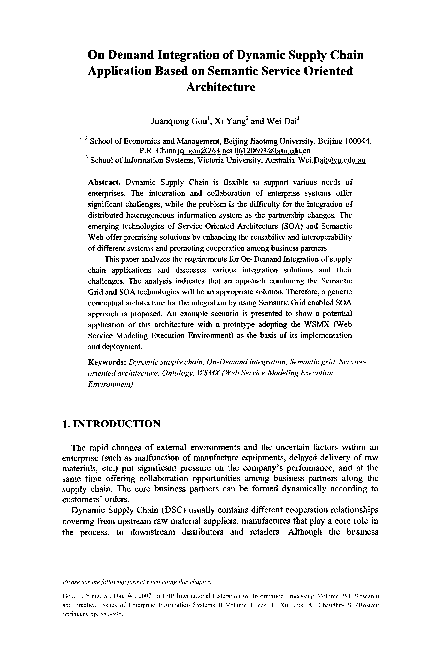 (PDF) On Demand Integration of Dynamic Supply Chain Application Based ...