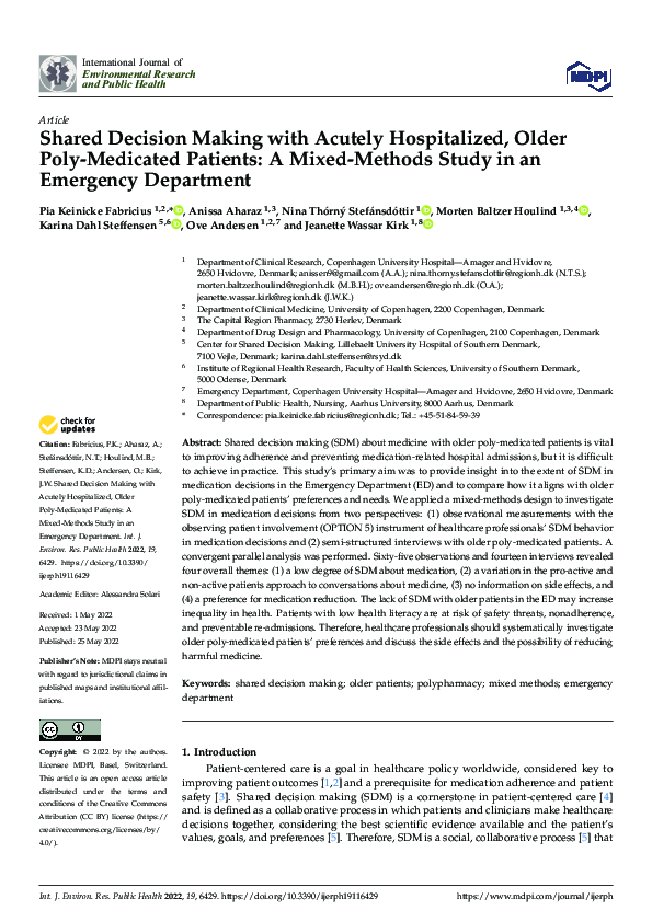 (PDF) Shared Decision Making with Acutely Hospitalized, Older Poly ...