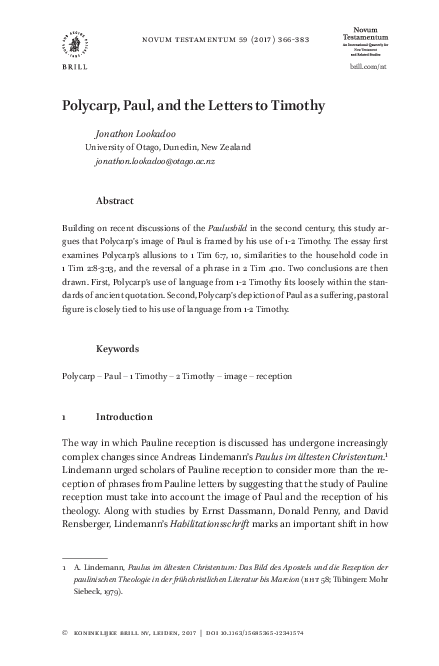 (PDF) Polycarp Paul and the Letters to Timothy