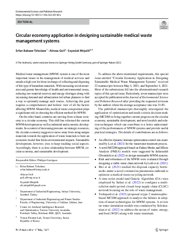 (PDF) Circular economy application in designing sustainable medical ...