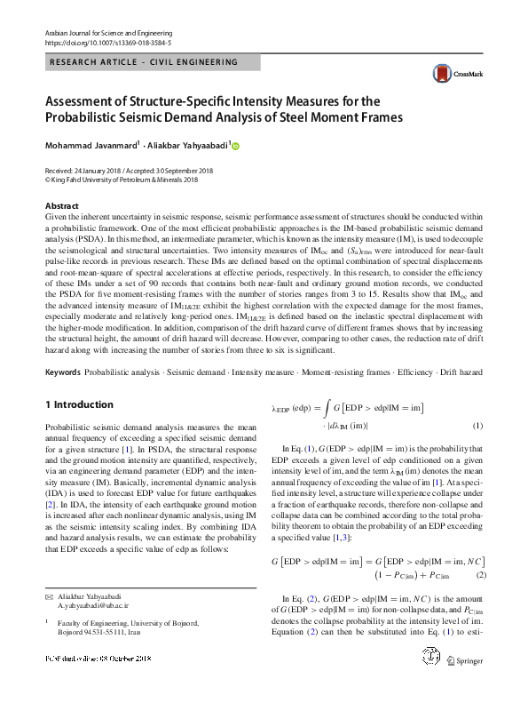 (PDF) Assessment of Structure-Specific Intensity Measures for the ...