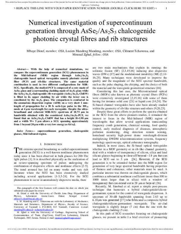 (PDF) Numerical Investigation of Supercontinuum Generation Through ...