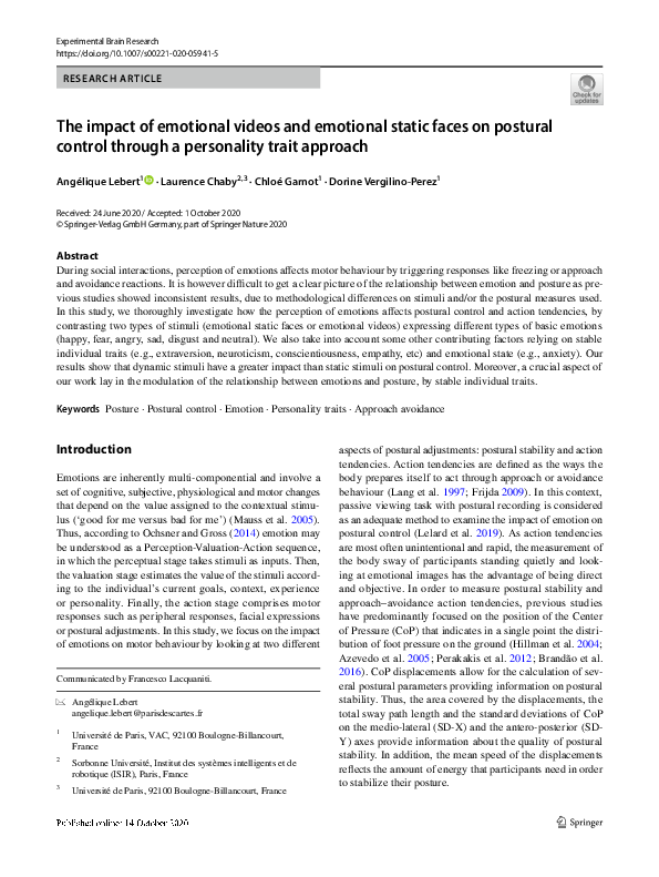 (PDF) The impact of emotional videos and emotional static faces on ...