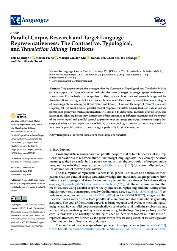 (PDF) Parallel Corpus Research and Target Language Representativeness ...