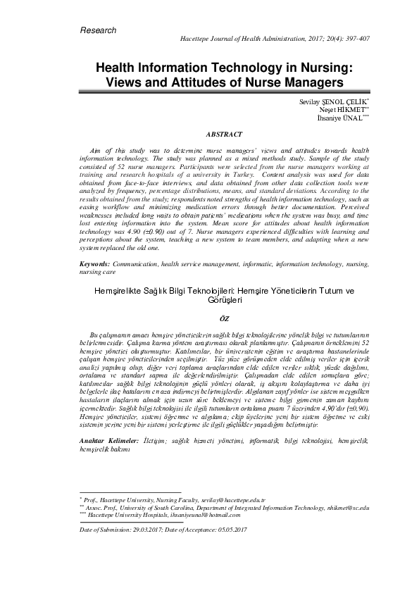 (PDF) Health Information Technology in Nursing: Views and Attitudes of ...