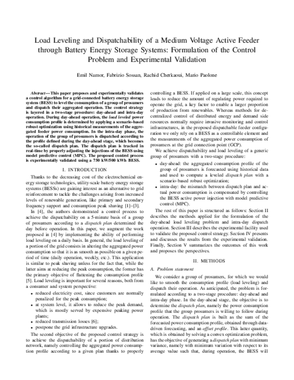 (PDF) Load leveling and dispatchability of a medium voltage active ...