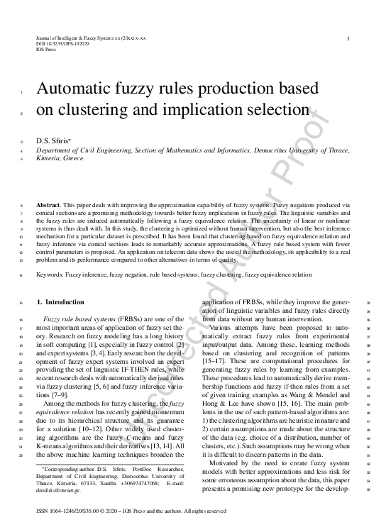 (PDF) Automatic fuzzy rules production based on clustering and ...