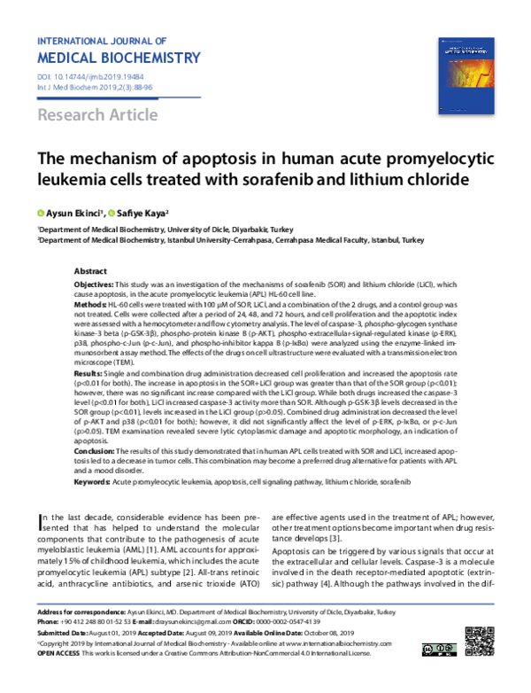 (PDF) The mechanism of apoptosis in human acute promyelocytic leukemia ...