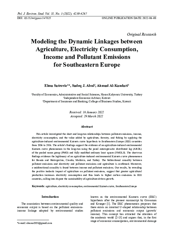 (PDF) Modeling the Dynamic Linkages between Agriculture, Electricity ...