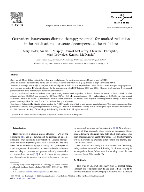 (PDF) Outpatient intravenous diuretic therapy; potential for marked ...