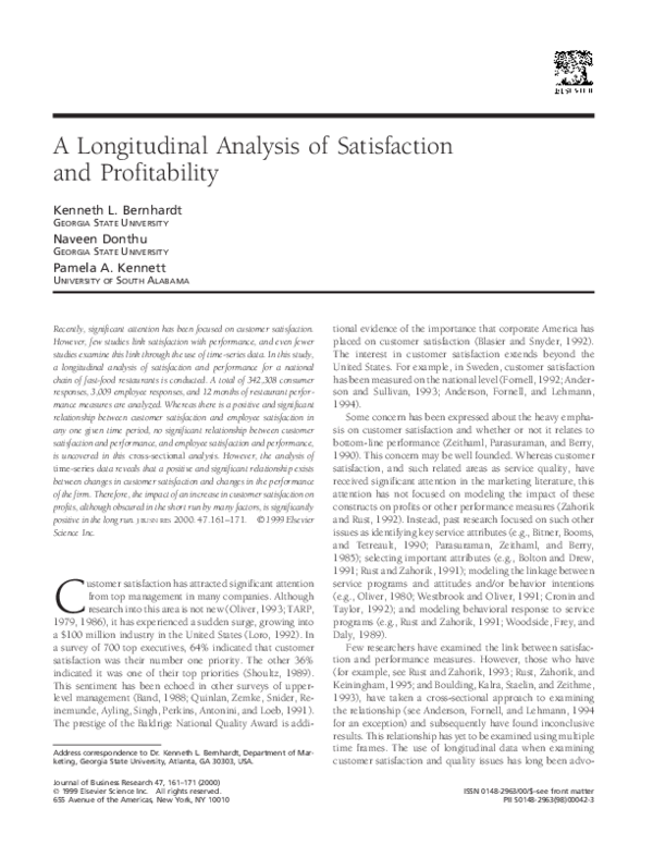 (PDF) A Longitudinal Analysis of Satisfaction and Profitability