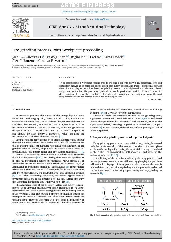 (PDF) Dry grinding process with workpiece precooling
