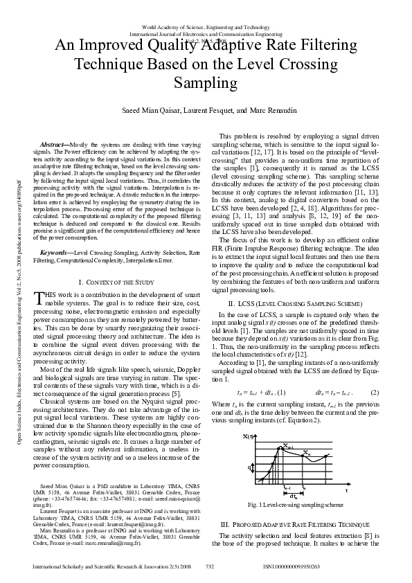 (PDF) An Improved Quality Adaptive Rate Filtering Technique Based On ...