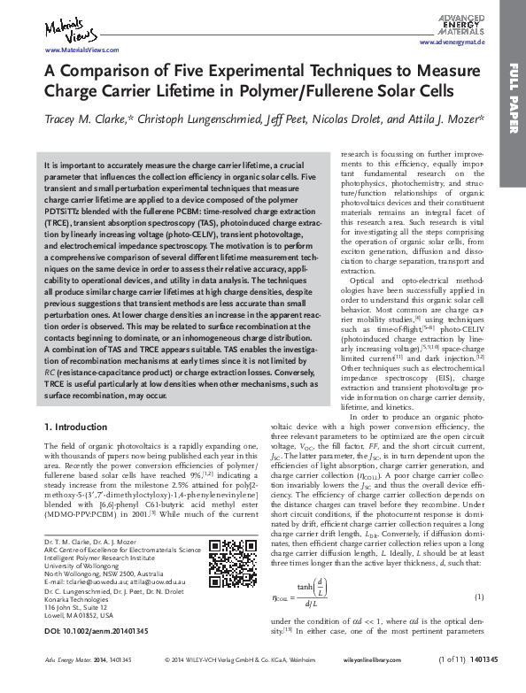 (PDF) A Comparison of Five Experimental Techniques to Measure Charge ...