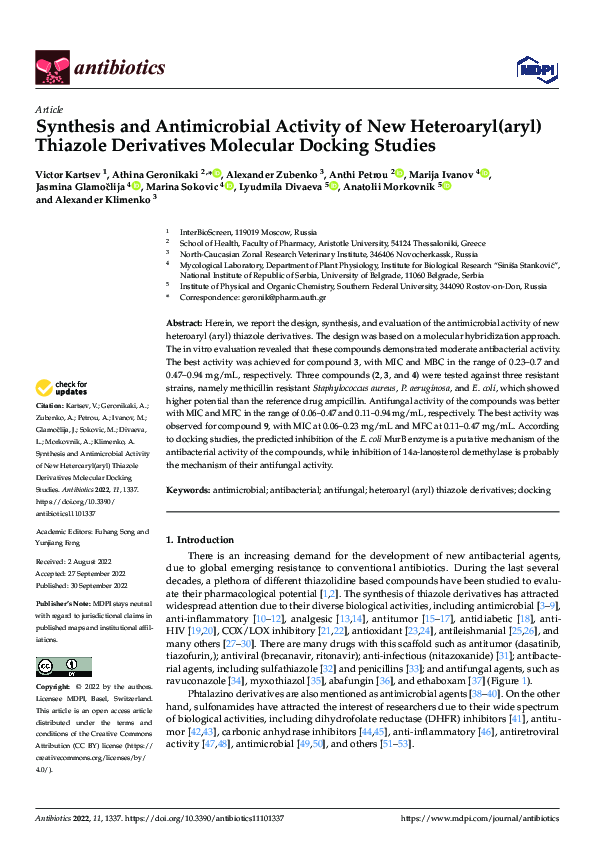 (PDF) Synthesis and Antimicrobial Activity of New Heteroaryl(aryl ...