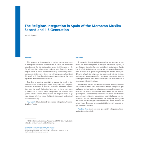 (PDF) The Religious Integration in Spain of the Moroccan Muslim Second ...