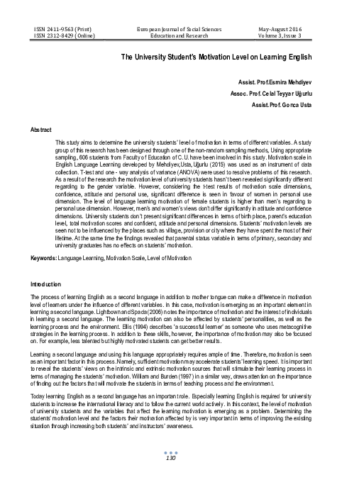 (PDF) The University Student’s Motivation Level on Learning English