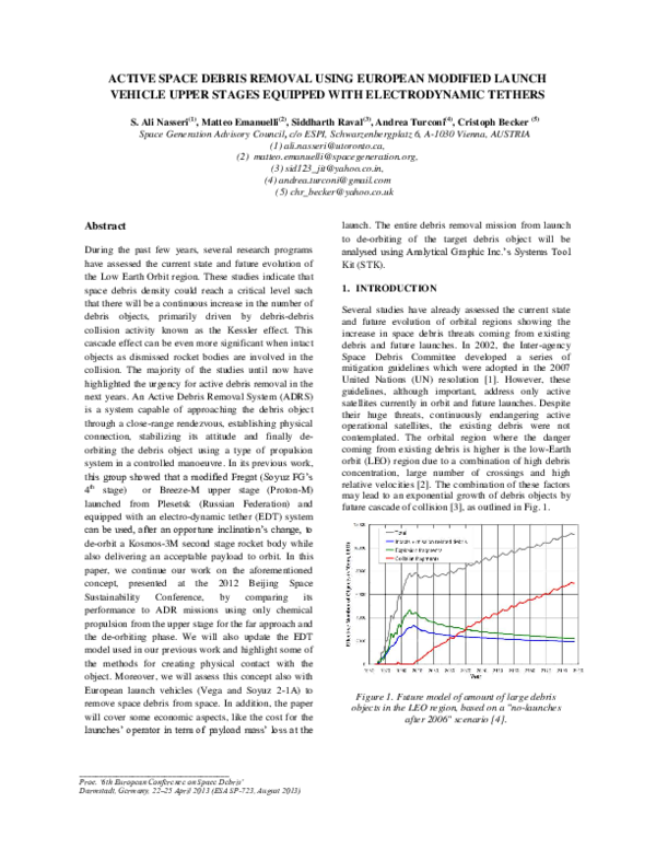 (PDF) Active Space Debris Removal using European Modified Launch ...