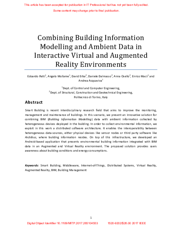 (PDF) Combining Building Information Modelling and Ambient Data in ...